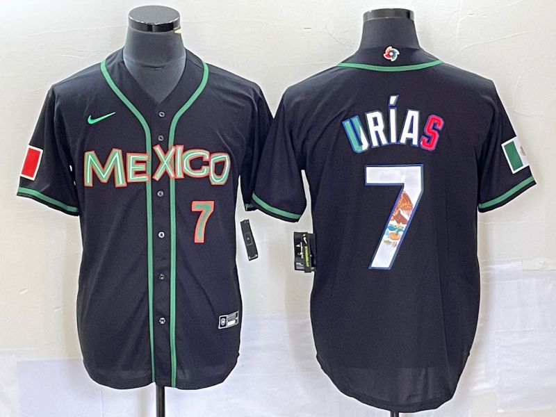 Men 2023 World Cub Mexico #7 Urias Black white Nike MLB Jersey4->more jerseys->MLB Jersey